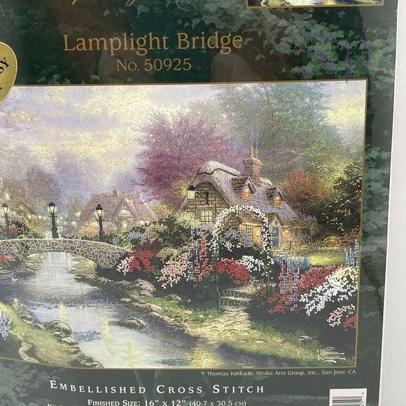 Thomas Kinkade Painter of Light Lamplight Bridge 50925 Cross Stitch - Picture 6 of 9